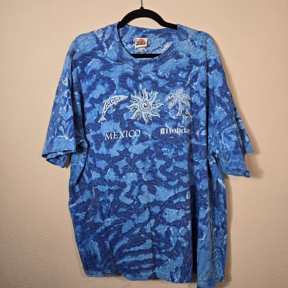 Vintage 90s Streetwear Mens Acid Wash Faded Mexico Holiday  Fun Ship T-Shirt